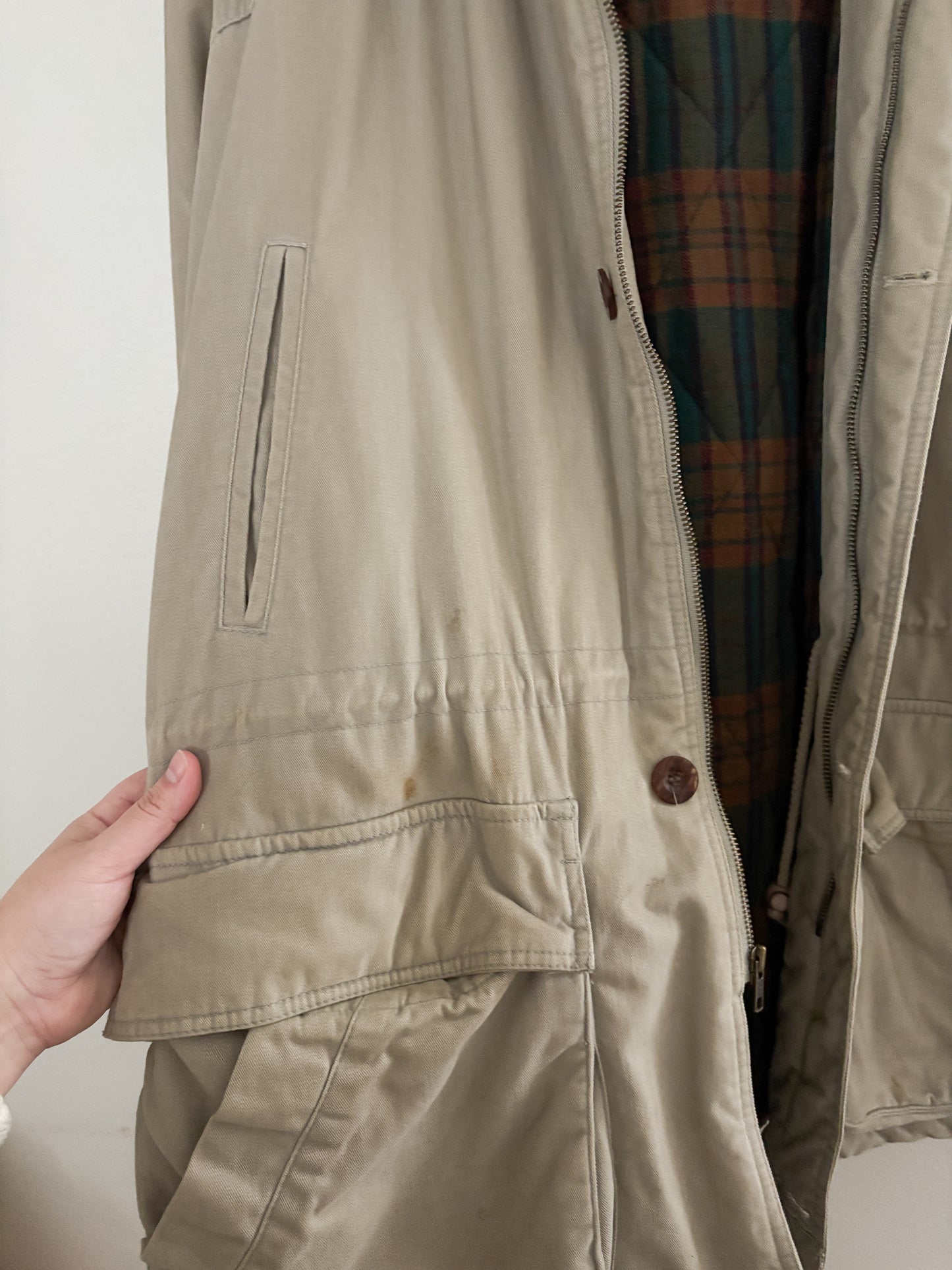 Vintage Plaid Lined Jacket (L)