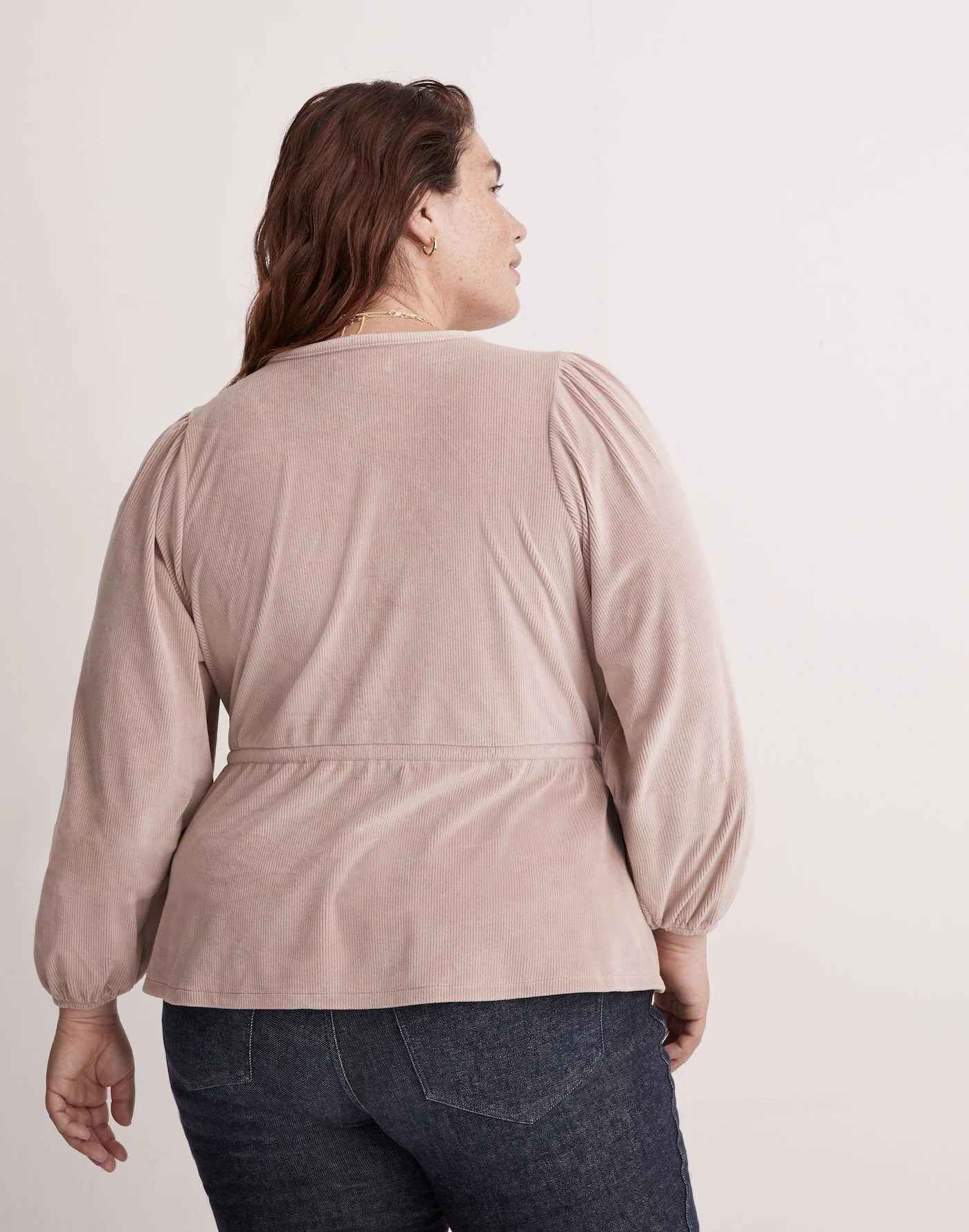 Madewell Corduroy Tie-Front Faux-Wrap Top (L)