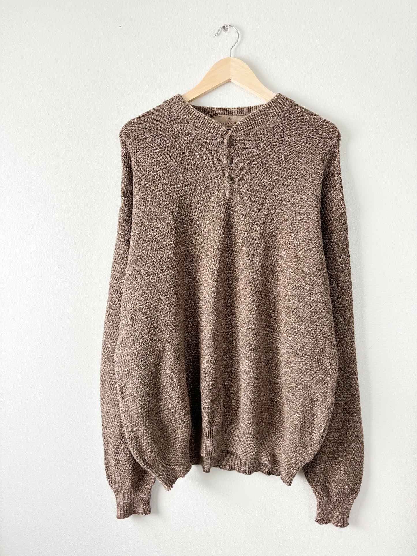 Brown cotton henley sweater