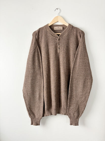 Brown cotton henley sweater